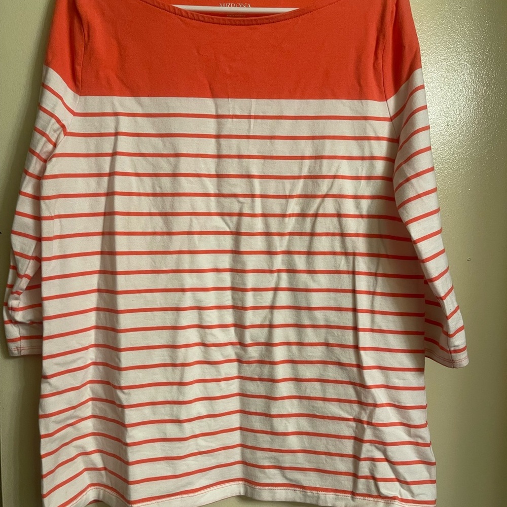 Women's Striped Orange and White Top